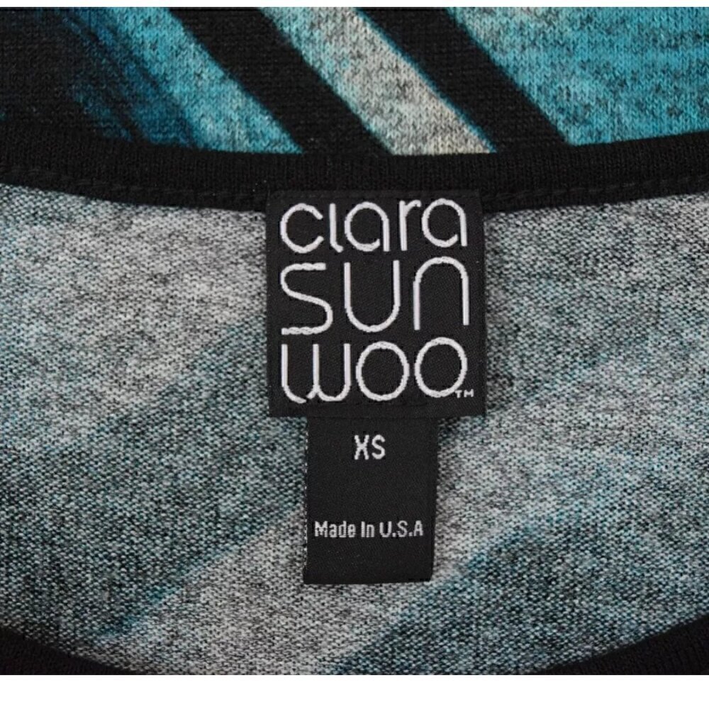 CLARA SUN WOO ANIMAL PRINT TEAL SOFT KNIT TUNIC SWEATER - Picture 7 of 8
